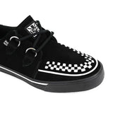 Puntige Creeper sneakers in zwart-wit suède met platformzool