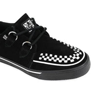 Puntige Creeper sneakers in zwart-wit suède met platformzool