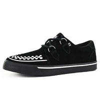 Puntige Creeper sneakers in zwart-wit suède met platformzool
