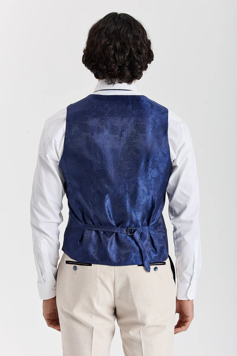 Regent - Crème geruit vest voor heren
