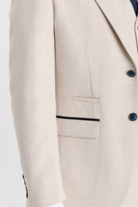 Regent - Crème geruite blazer, bruiloftstijl voor mannen