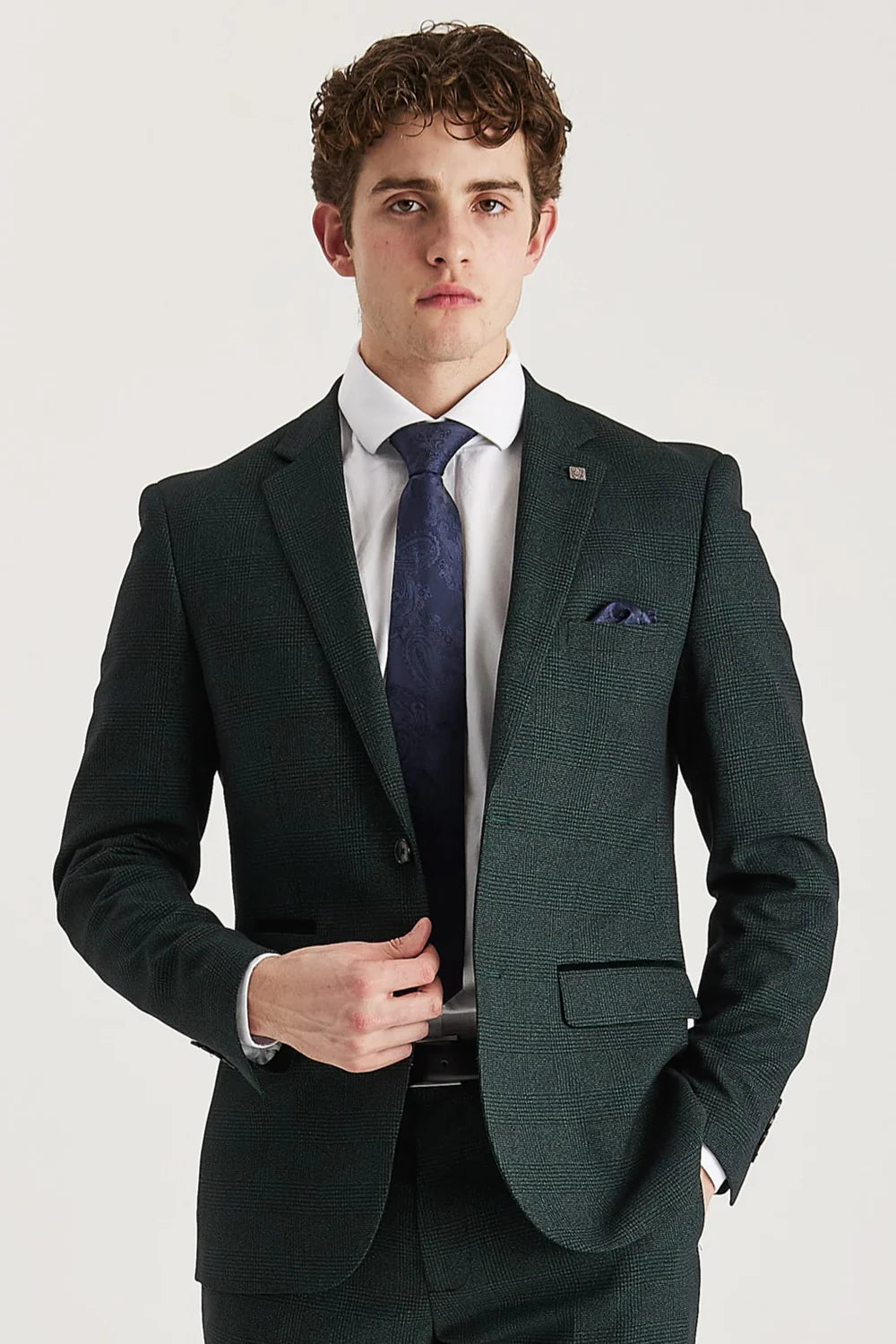 Regent - Heren Groen Geruit Blazer met Tailored Fit