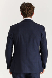 Regent - Heren Marineblauw Geruit Blazer met Tailored Fit