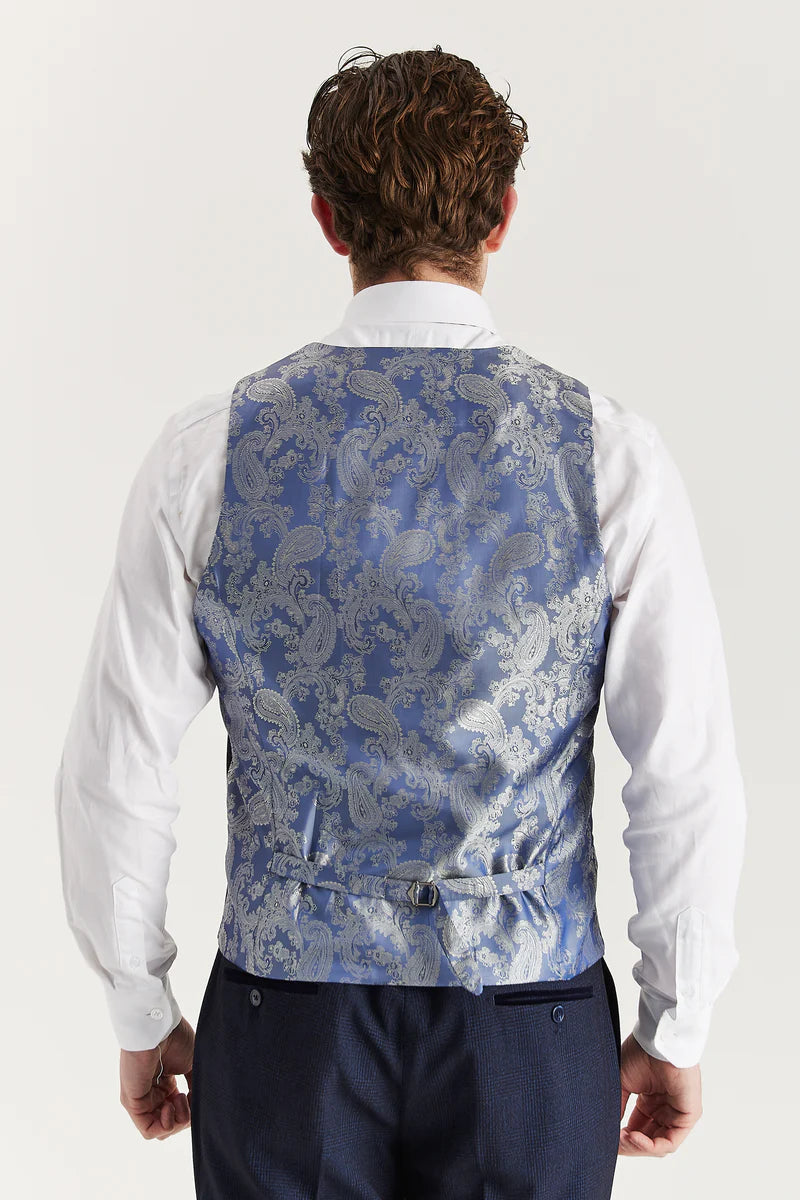 Regent - Heren Marineblauw Geruit Vest