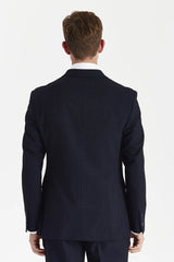 Regent - Marineblauwe geruite double-breasted blazer voor heren
