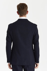 Regent - Marineblauwe geruite double-breasted blazer voor heren