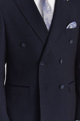Regent - Marineblauwe geruite double-breasted blazer voor heren