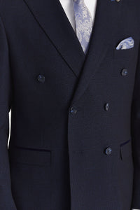 Regent - Marineblauwe geruite double-breasted blazer voor heren