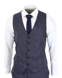 Navy-Blue Graph Check 3 Piece Suit - RK20-02