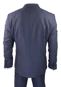 Blue-Grey Sheppard's Check 3 Piece Suit - RK20-11