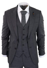 Dark-Grey Sheppard's Check 3 Piece Suit - RK20-12