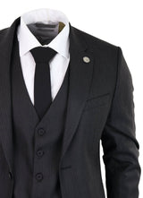 Black Pinstripe 3 Piece Suit - RK20-30