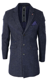Cavani Mens Classic 3/4 Length BlueOvercoat