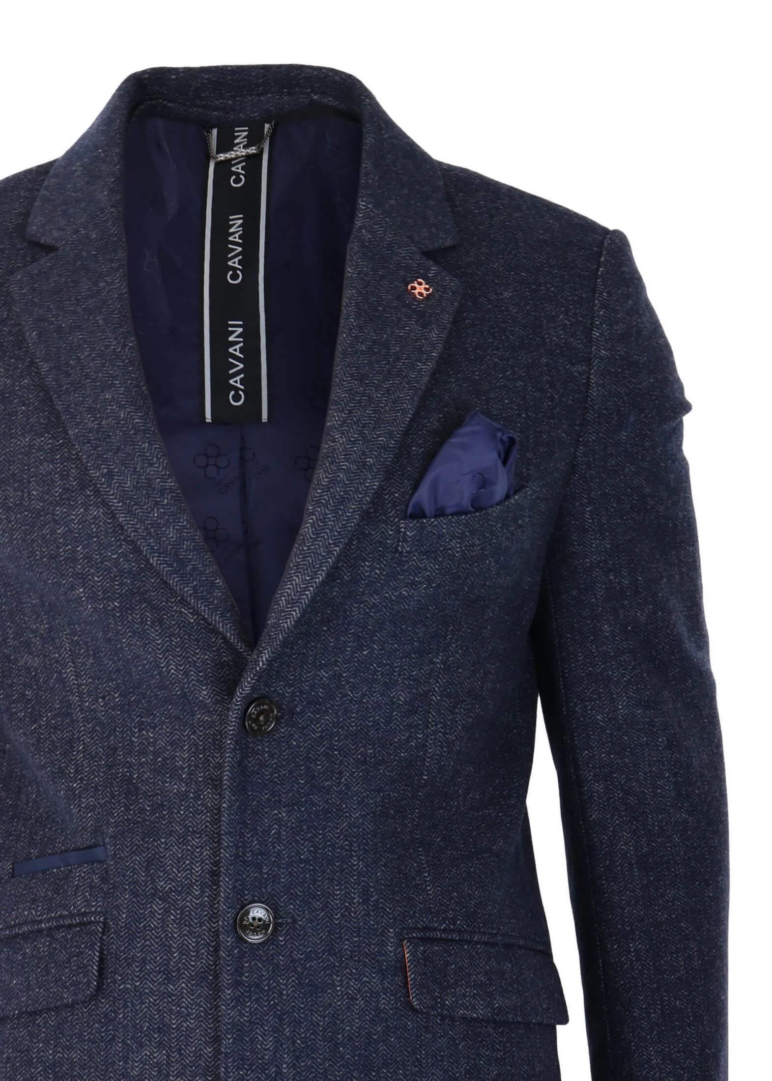 Cavani Mens Classic 3/4 Length BlueOvercoat