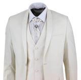 Mens 4 Piece Shawl Lapel Suit - Cream