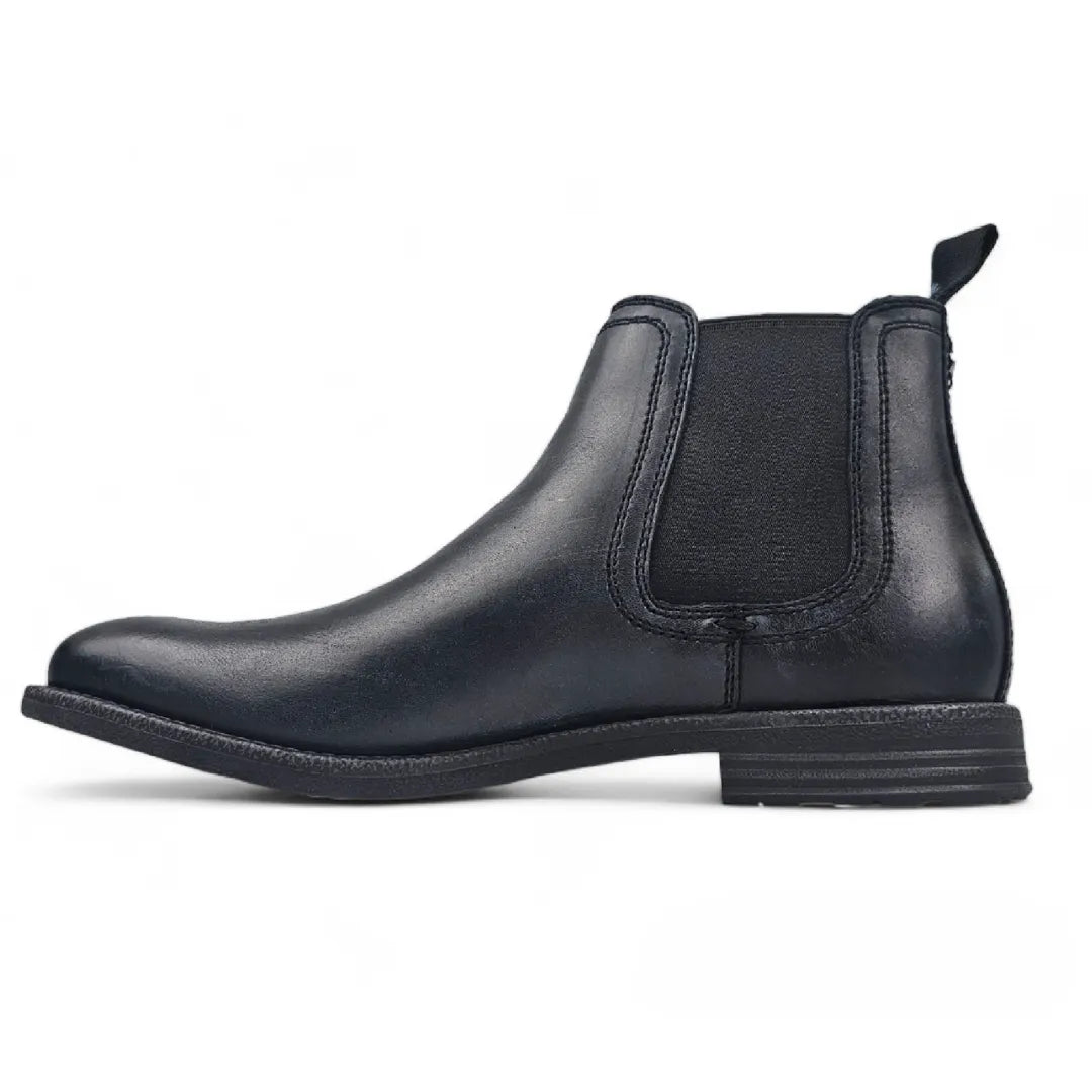 Sergio - Men's Black Slip On Leather Chelsea Boots