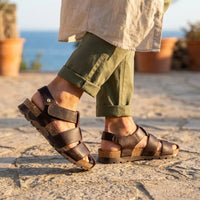 Stanley C1 - Waterdichte herensandalen van schorsbruin leer