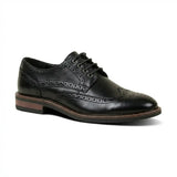 Stokes - Zwarte leren wingtip brogue veterschoenen voor heren