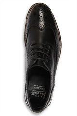 Stokes - Zwarte leren wingtip brogue veterschoenen voor heren
