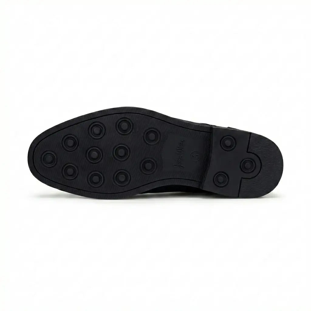 Stokes - Zwarte leren wingtip brogue veterschoenen voor heren