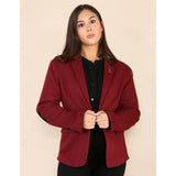 Dames Tweed Herringbone Blazer Jasje Wijnrood Klassiek Jaren 20