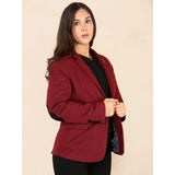 Dames Tweed Herringbone Blazer Jasje Wijnrood Klassiek Jaren 20