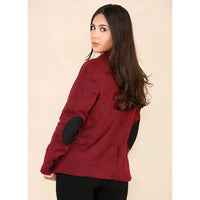 Dames Tweed Herringbone Blazer Jasje Wijnrood Klassiek Jaren 20