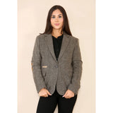 Dames Herringbone Tweed Blazer Oak Brown Classic Jacket