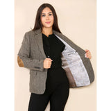 Dames Herringbone Tweed Blazer Oak Brown Classic Jacket