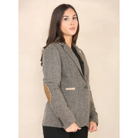 Dames Herringbone Tweed Blazer Oak Brown Classic Jacket
