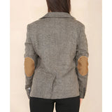 Dames Herringbone Tweed Blazer Oak Brown Classic Jacket