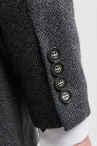 Heren antracietgrijs 3-delig tweed visgraatpak - STZ11