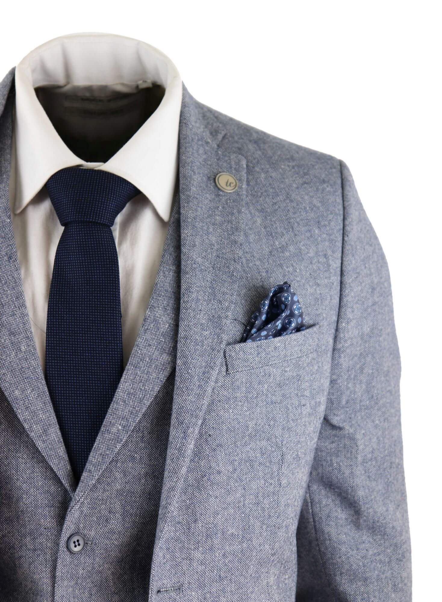 Men's Light Blue Vintage Tweed 3 Piece Suit - STZ13