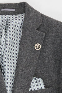 Heren grijs wollen pak