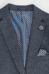 Heren 3-delig marineblauw pak met dubbelrijs vest