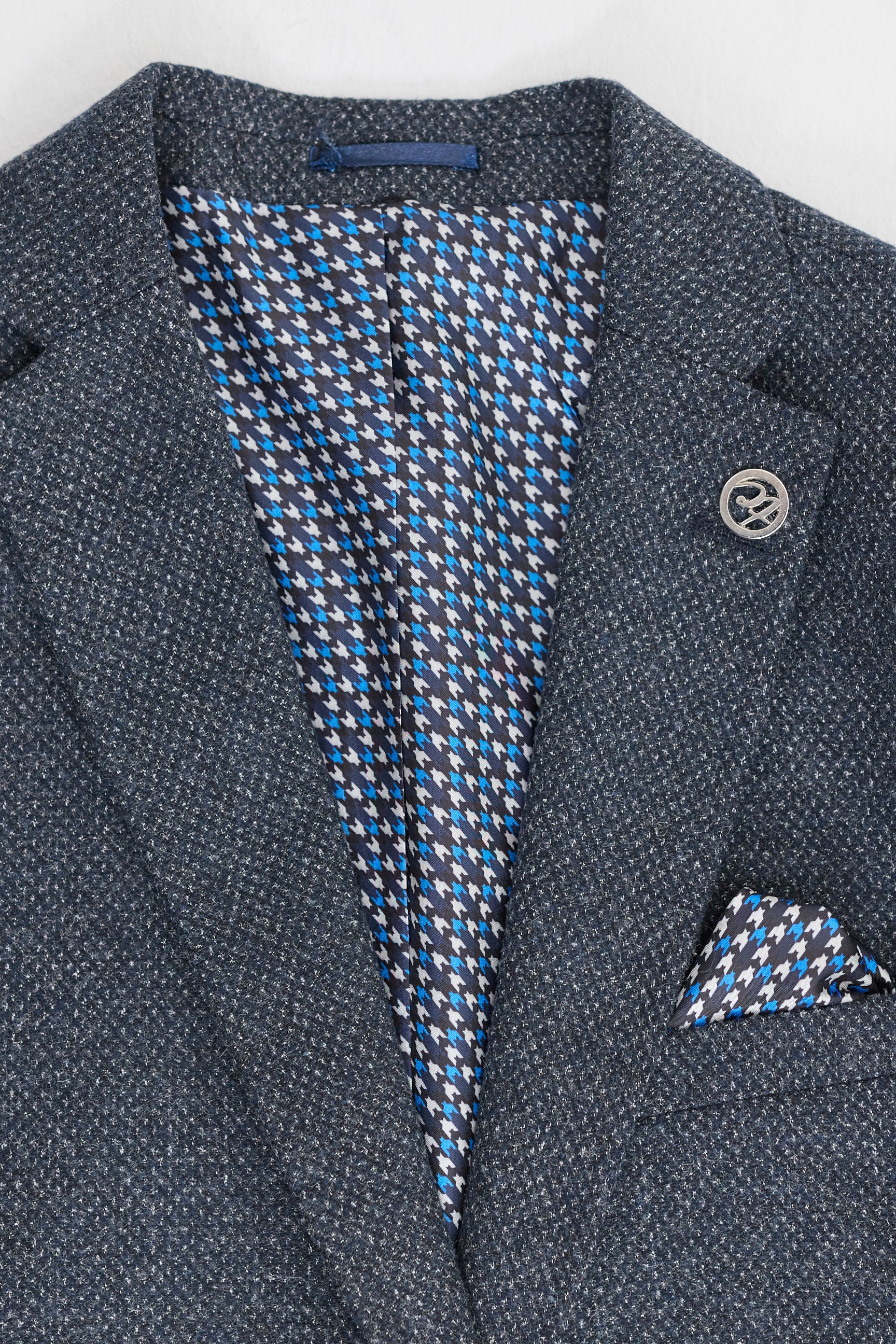 Heren 3-delig marineblauw pak met dubbelrijs vest