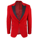 Men's Red Velvet Tux Blazer Satin Lapels Dinner Wedding Prom Black Tie
