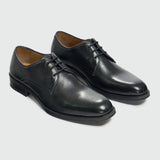 Taylor - Klassieke Derby-schoenen voor heren, zwart leer met vetersluiting