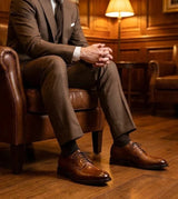 Taylor - Klassieke Derby-schoenen voor heren, bruin leer, met vetersluiting.