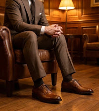 Taylor - Klassieke Derby-schoenen voor heren, bruin leer, met vetersluiting.