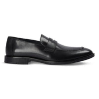 Ted - Klassieke zwarte leren penny loafers met mocassin-neus voor heren