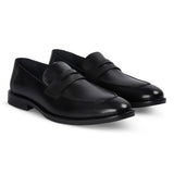 Ted - Klassieke zwarte leren penny loafers met mocassin-neus voor heren