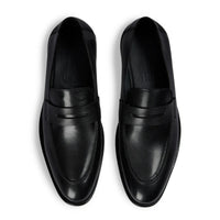 Ted - Klassieke zwarte leren penny loafers met mocassin-neus voor heren