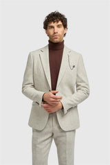 Thomas - Heren Grijs Klassiek Herringbone Tweed Blazer
