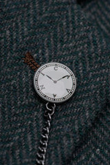 Thomas - Heren olijfgroene klassieke tweedblazer met visgraatmotief