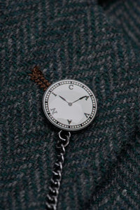 Thomas - Heren olijfgroene klassieke tweedblazer met visgraatmotief