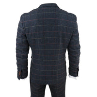 Thomas Men's Navy 3-Piece Tweed Check Suit