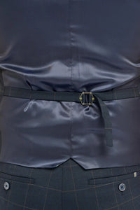 Torino - Heren Marineblauw Geruit Dubbelrijs Vest