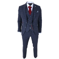 TP-32 - Gatsby-stijl marineblauw 3-delig wollen tweedpak voor heren