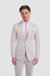 Vasco - Beige herenblazer met visgraatmotief